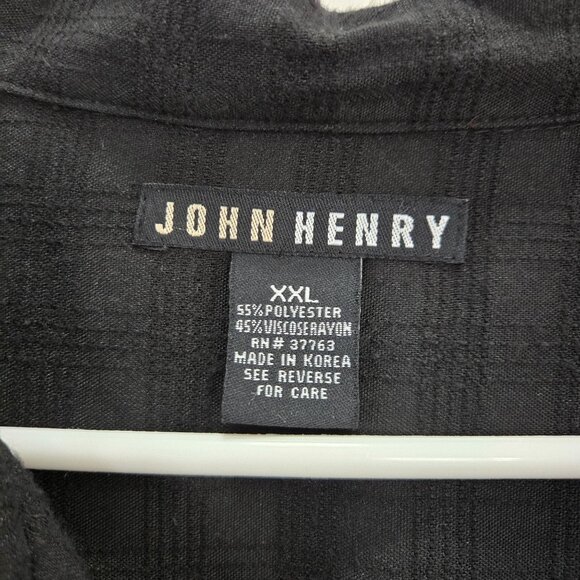 John Henry Men's Black Short Sleeve Button-Up Shirt XXL - Picture 3 of 5
